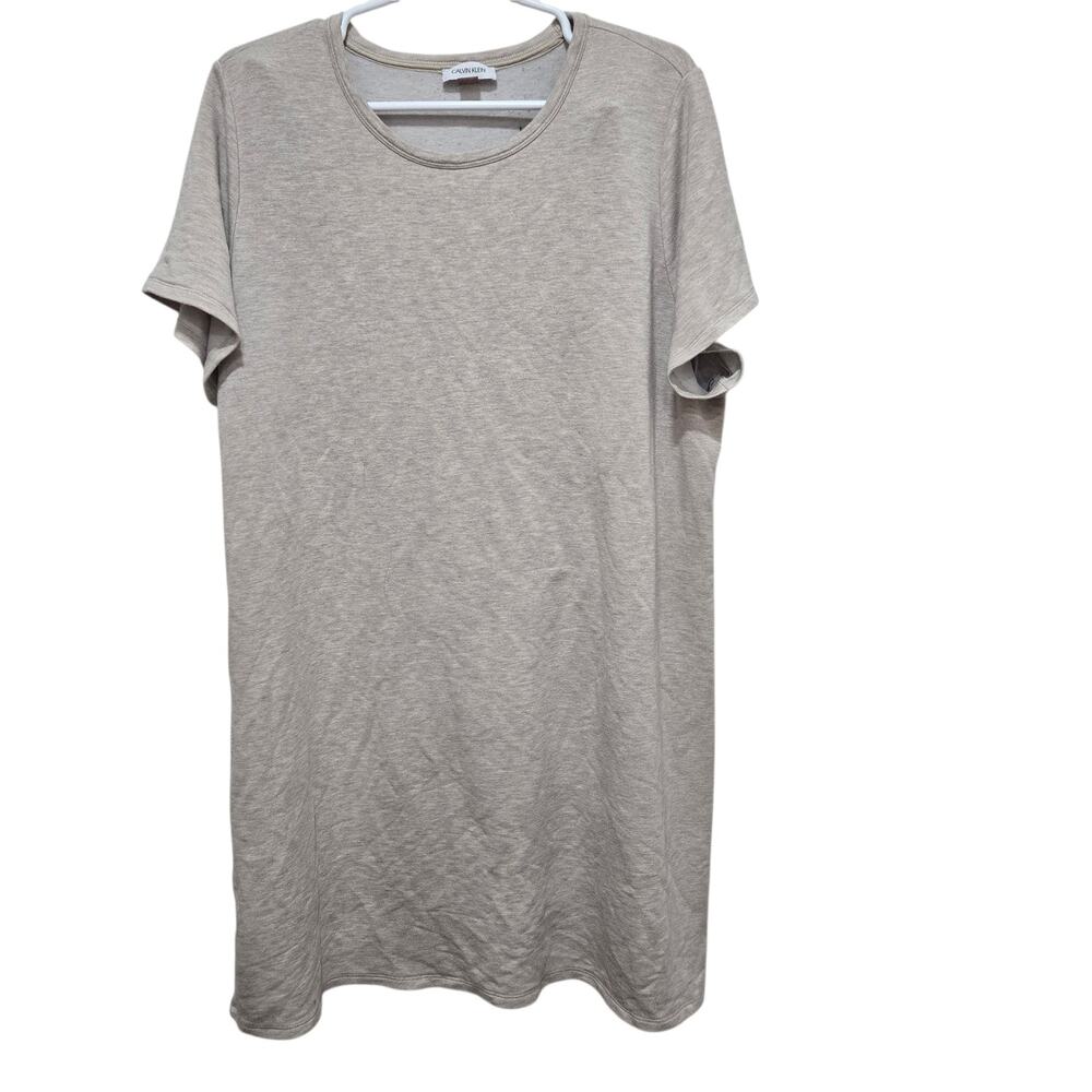 Calvin Klein 1X Beige T-Shirt Dress Soft Stretch Casual Midi Plus